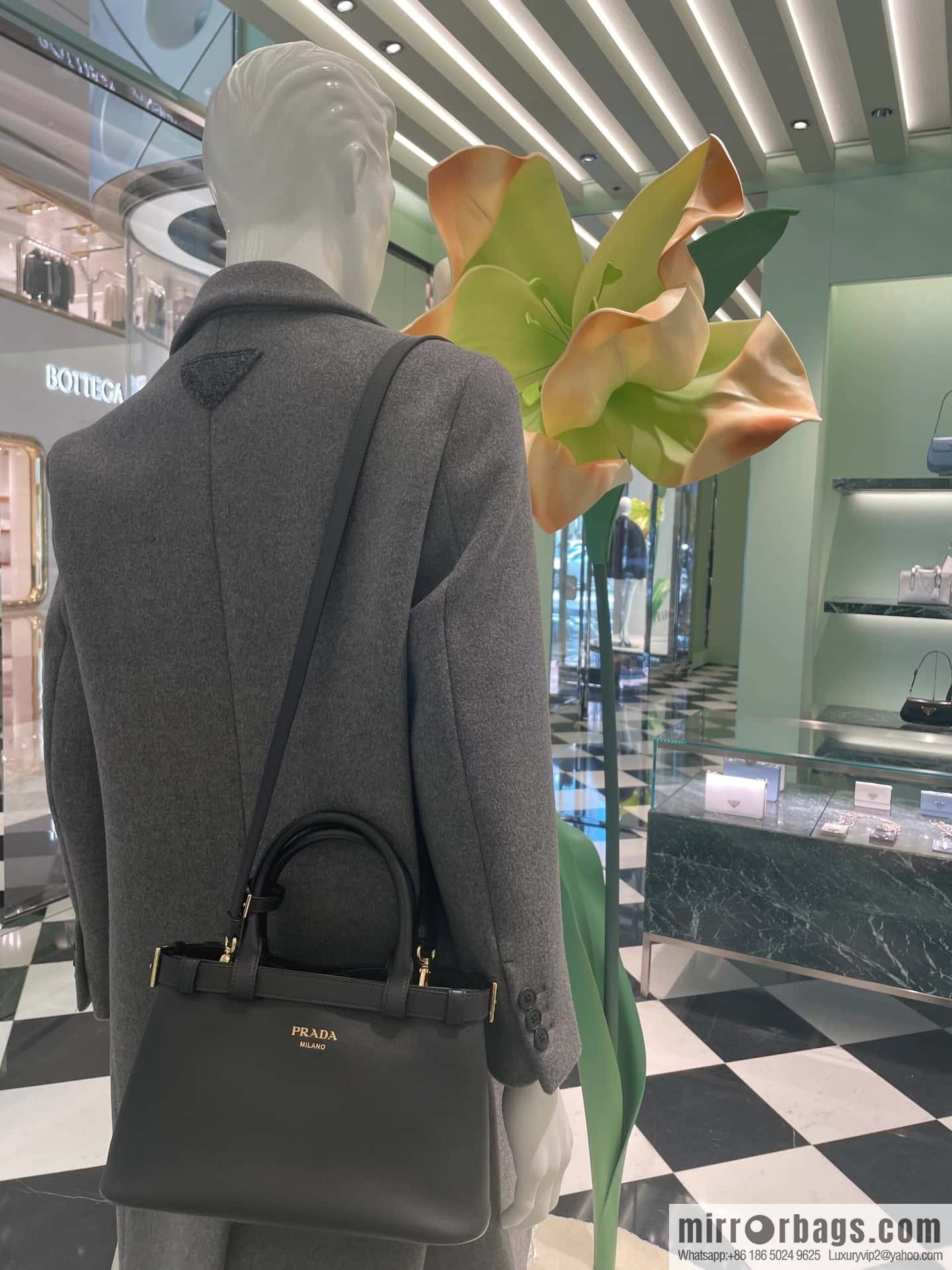 PRADA imported calfskin tote bag 1BA418 small