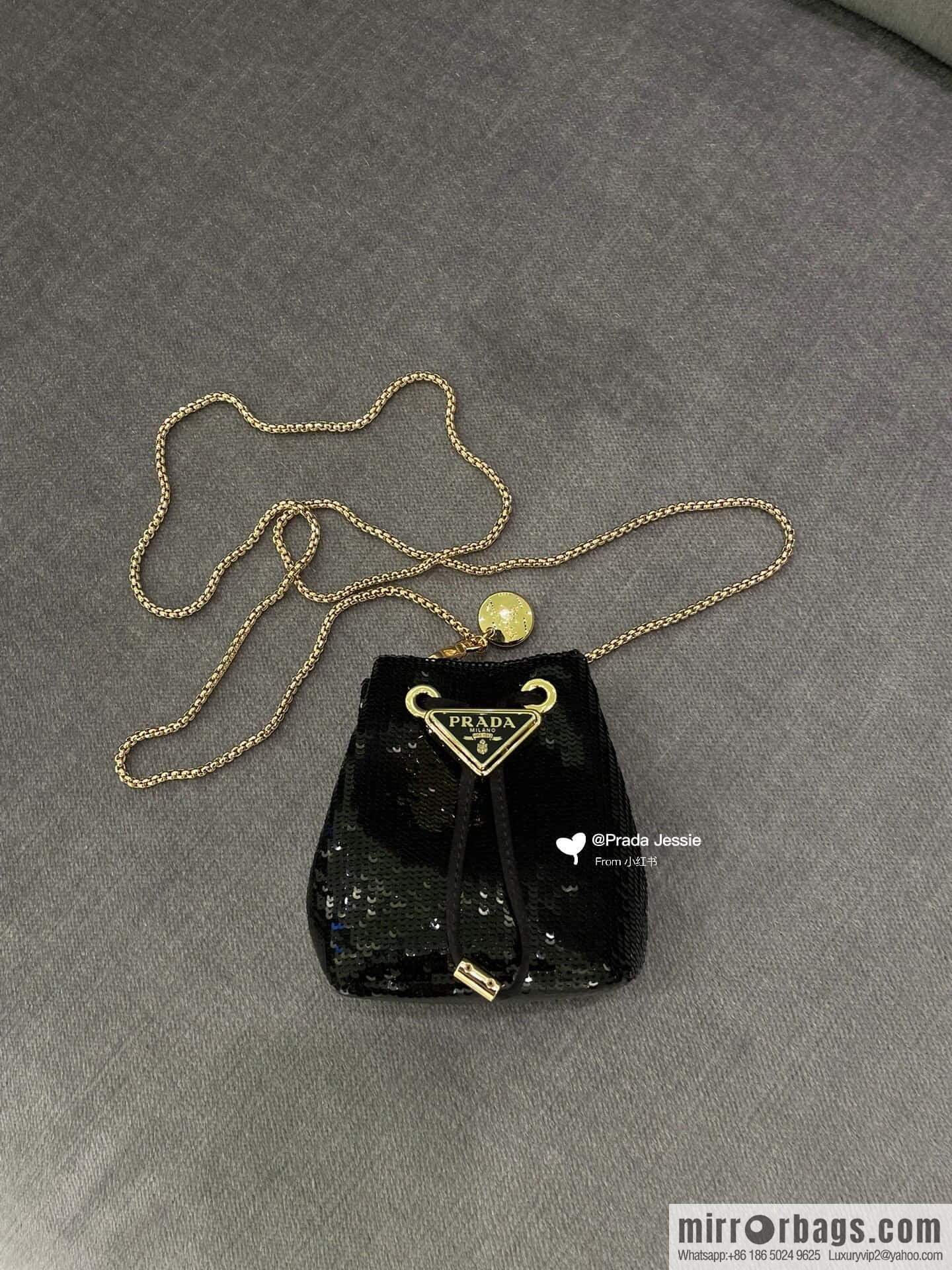 PRADA sequined small bucket 🎉 1NR016 handmade sequins