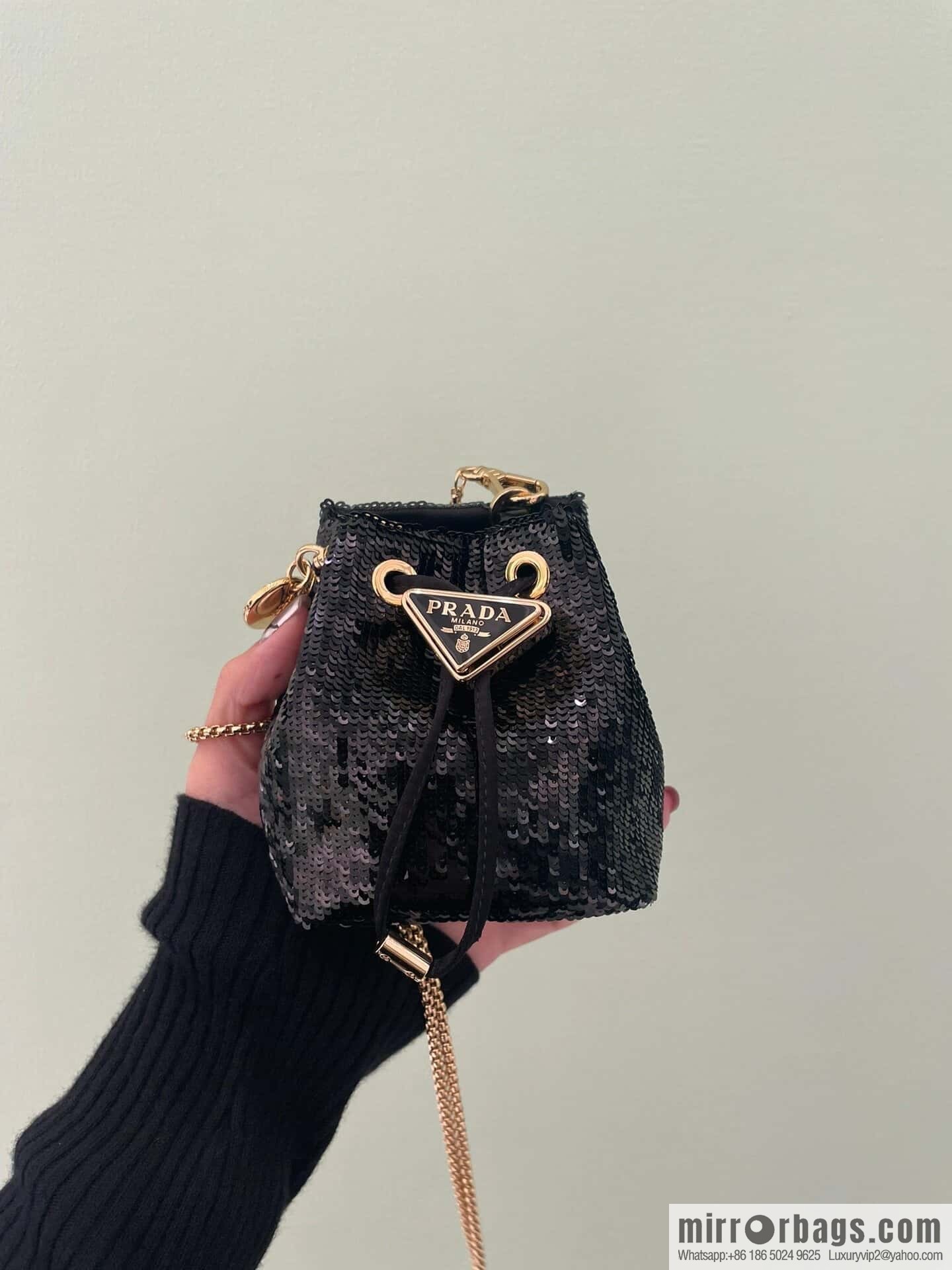 PRADA sequined small bucket 🎉 1NR016 handmade sequins