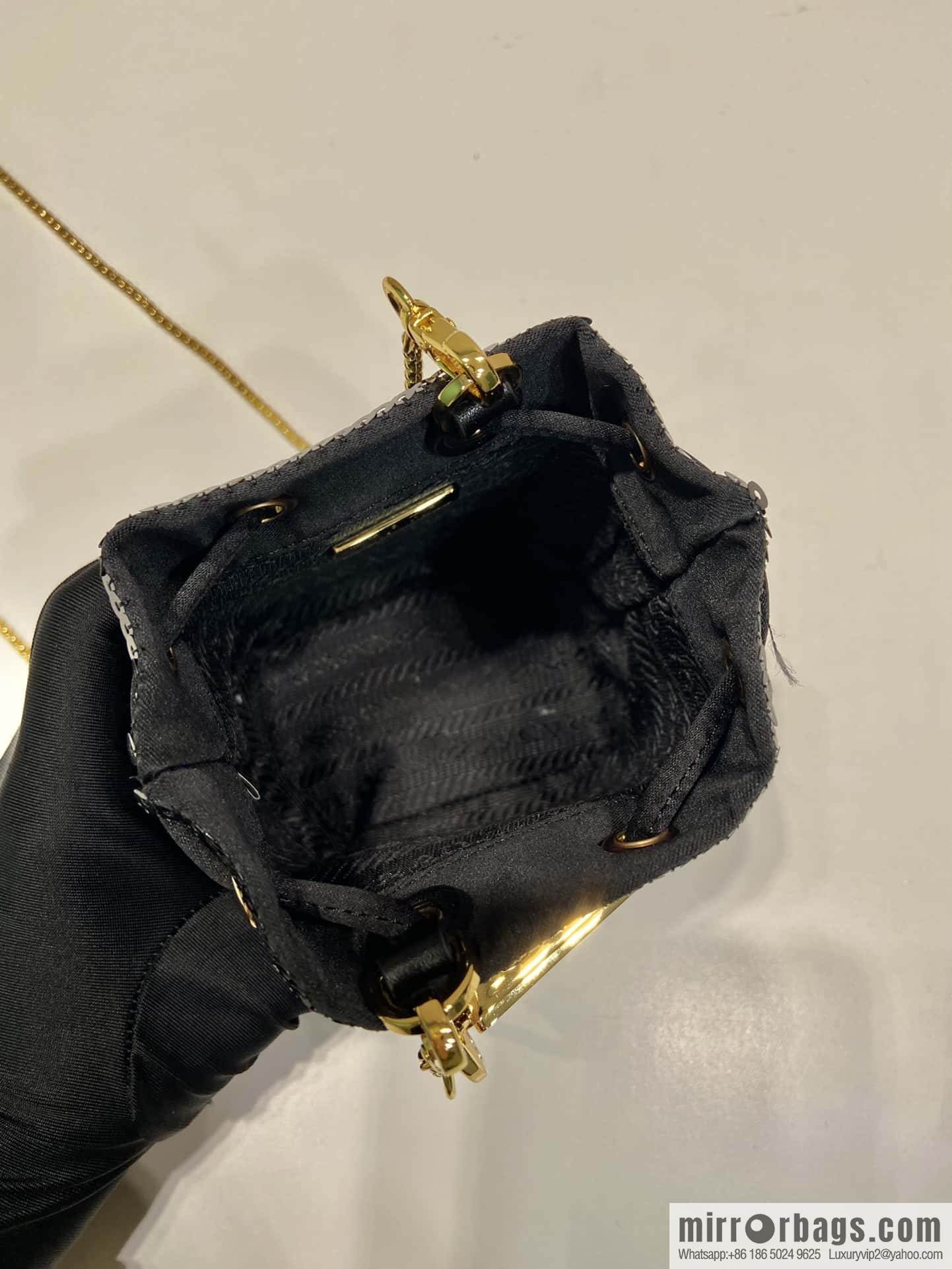 PRADA sequined small bucket 🎉 1NR016 handmade sequins