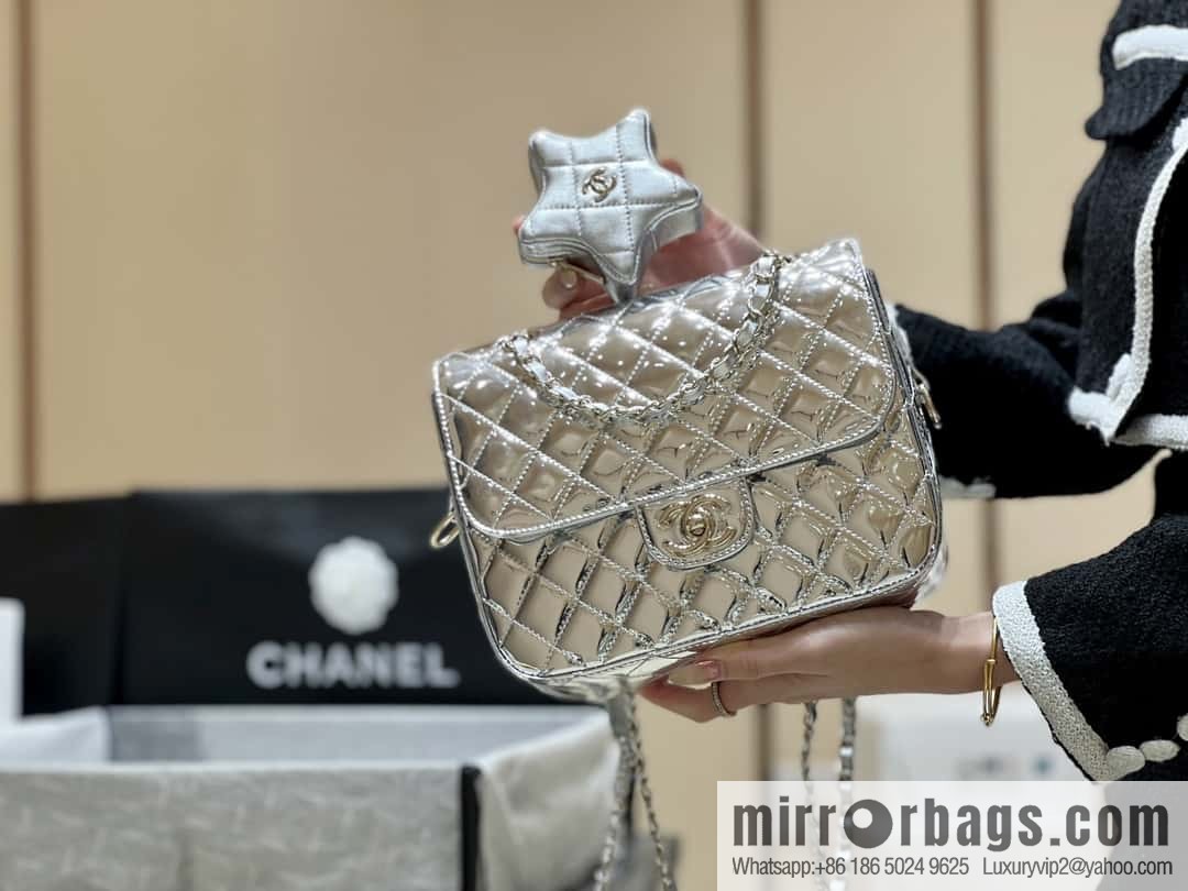 CHANEL 24C early spring vacation series catwalk patent leather double backpack AS4649