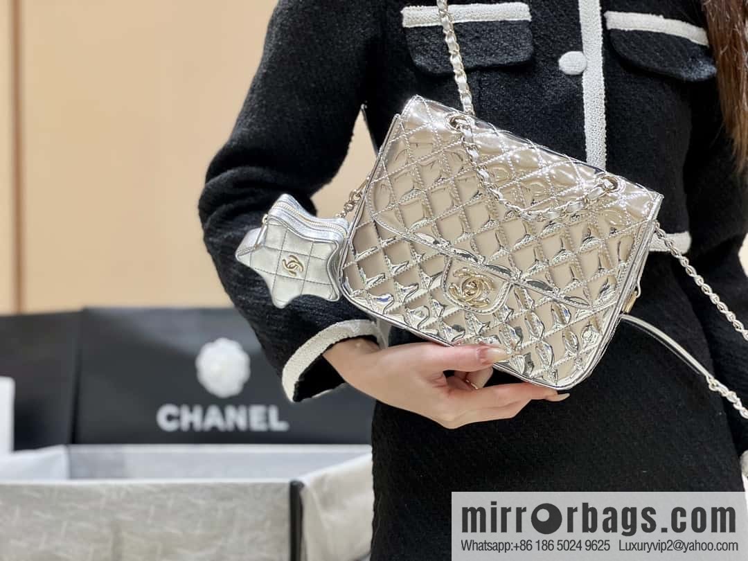 CHANEL 24C early spring vacation series catwalk patent leather double backpack AS4649