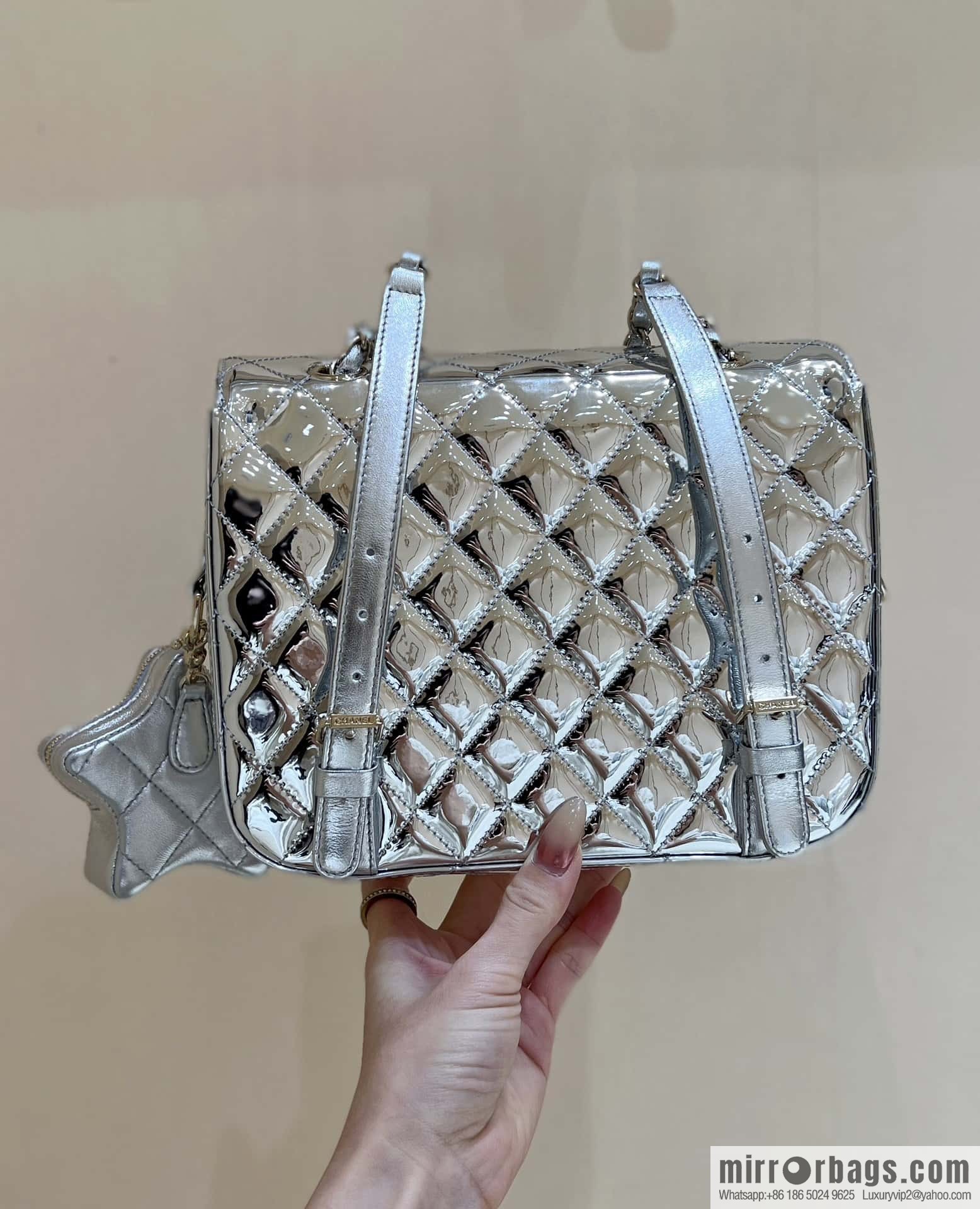 CHANEL 24C early spring vacation series catwalk patent leather double backpack AS4649