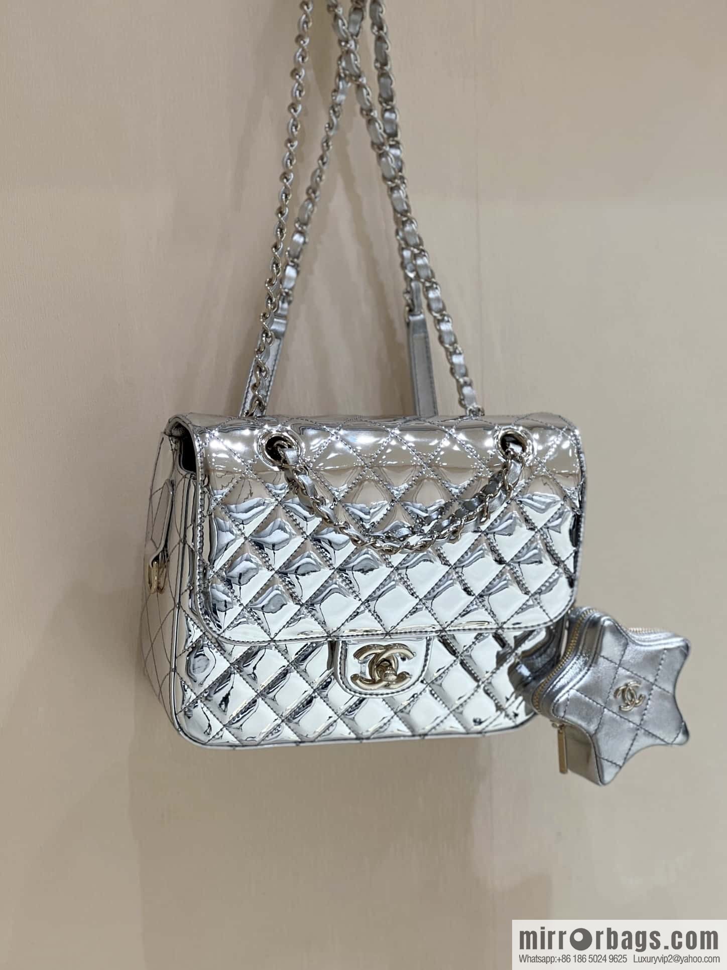 CHANEL 24C early spring vacation series catwalk patent leather double backpack AS4649