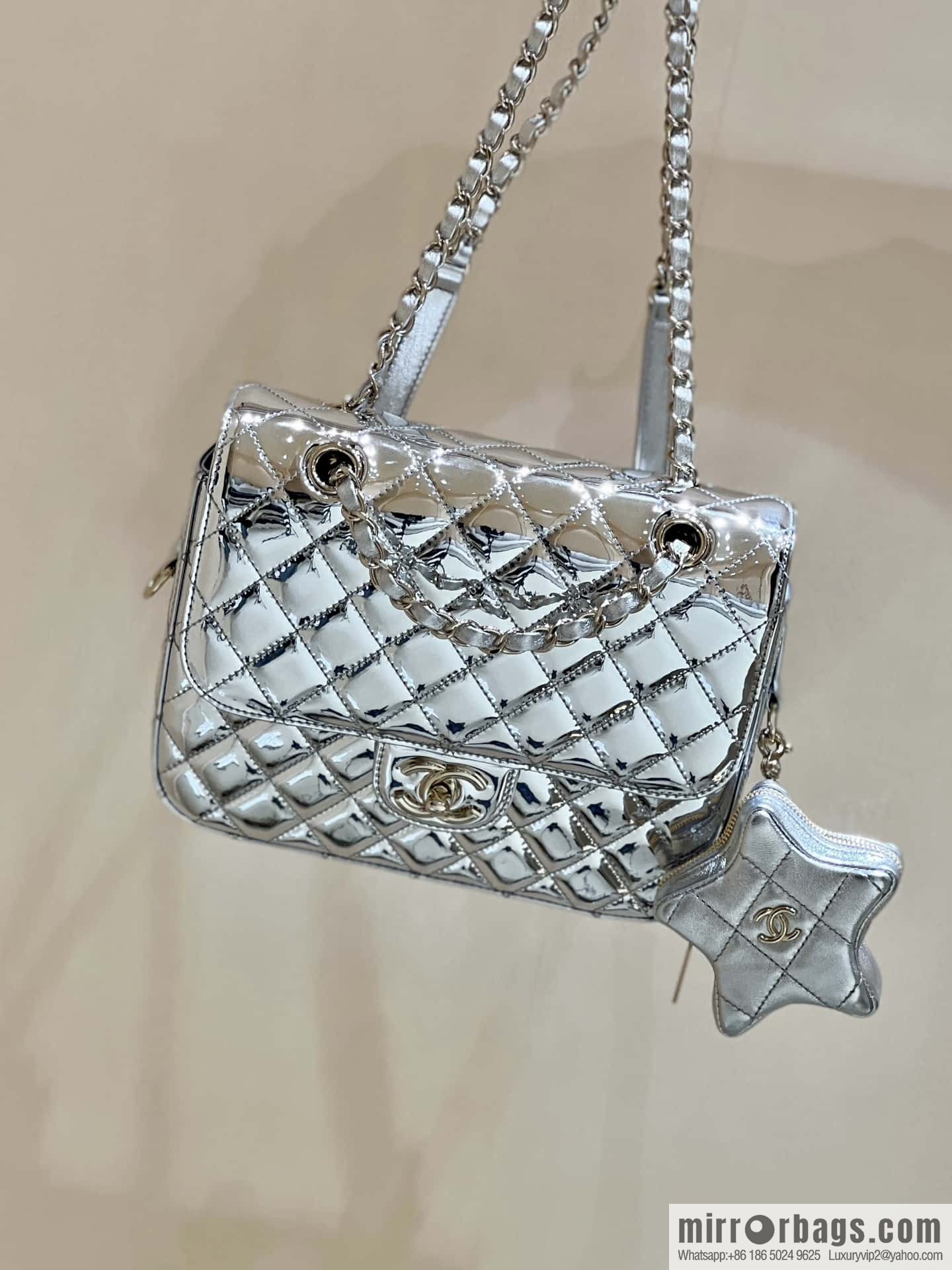 CHANEL 24C early spring vacation series catwalk patent leather double backpack AS4649