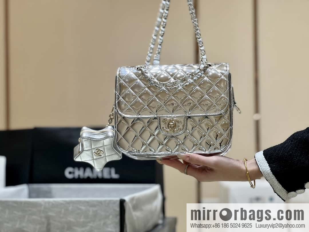 CHANEL 24C early spring vacation series catwalk patent leather double backpack AS4649