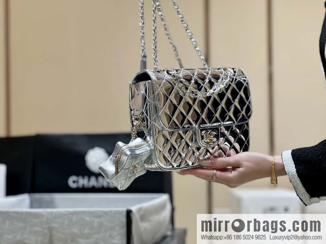 CHANEL 24C early spring vacation series catwalk patent leather double backpack AS4649