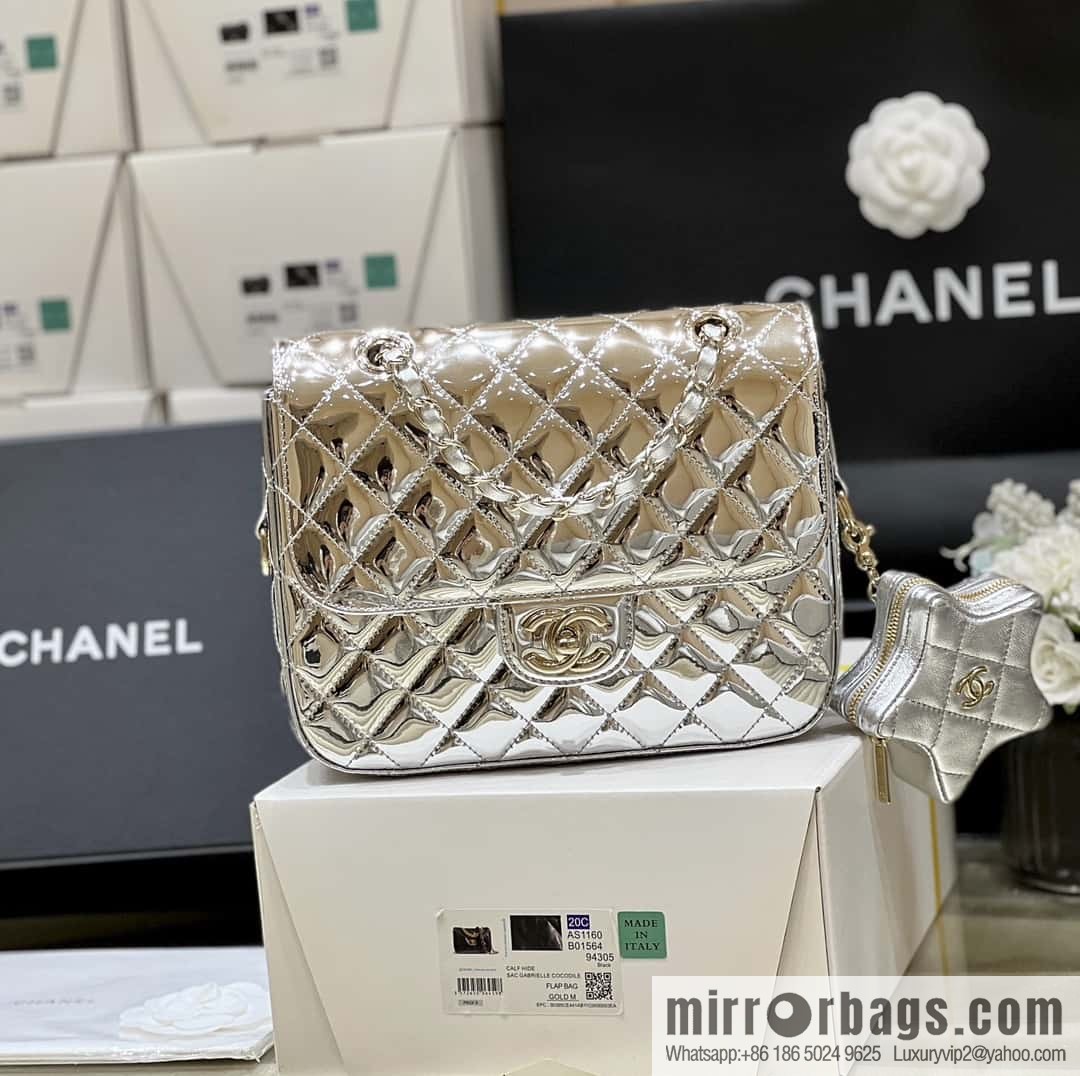 CHANEL 24C early spring vacation series catwalk patent leather double backpack AS4649