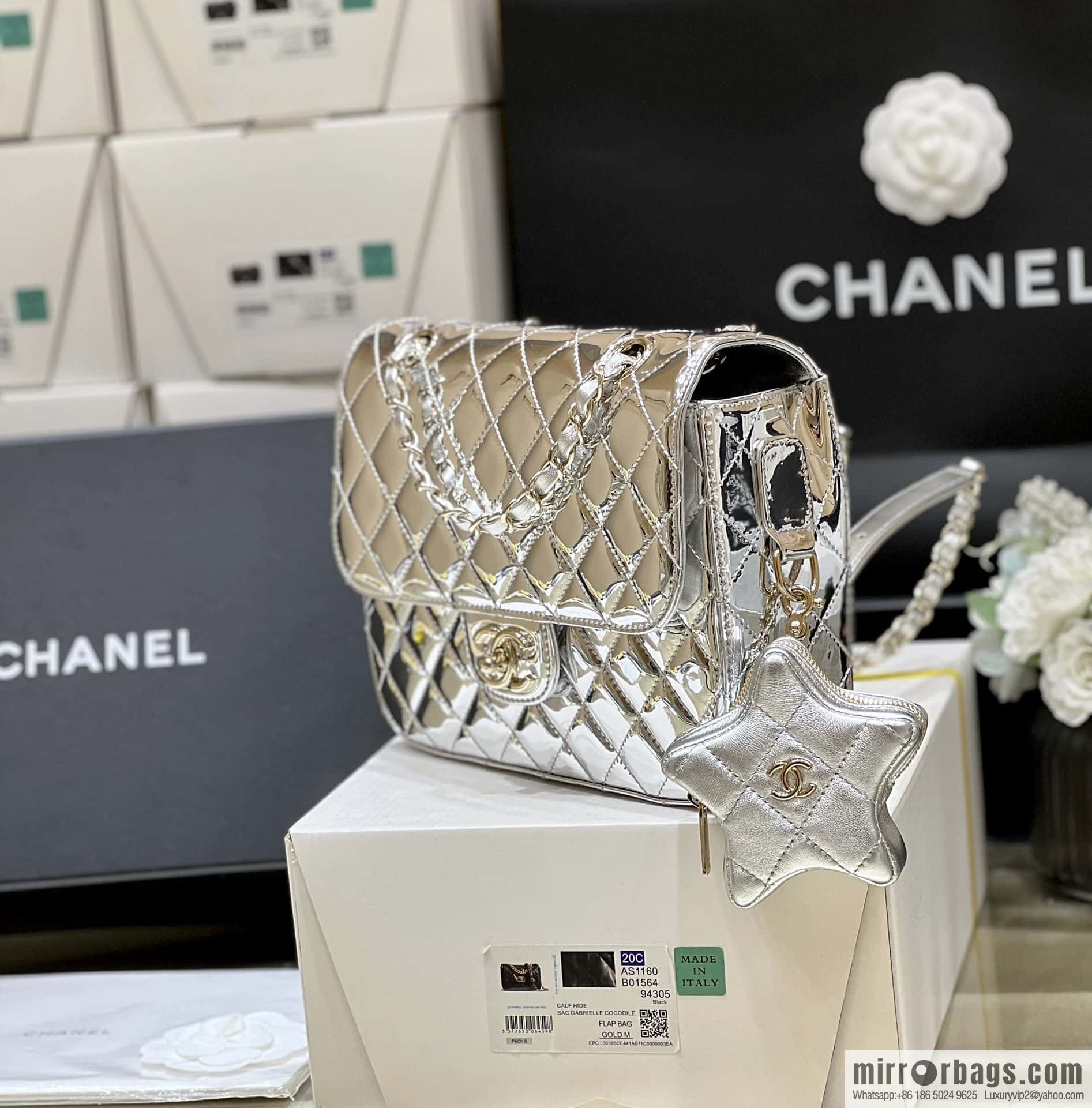 CHANEL 24C early spring vacation series catwalk patent leather double backpack AS4649