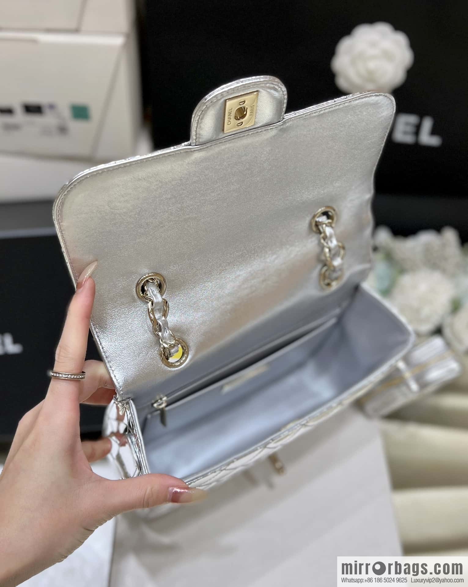 CHANEL 24C early spring vacation series catwalk patent leather double backpack AS4649