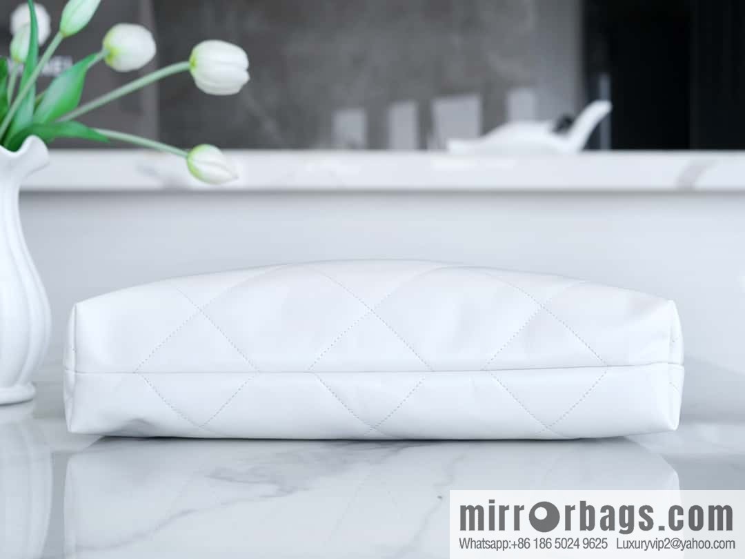 CHANEL 24C Horizontal 22 Handbag AS4486 White Gold Buckle