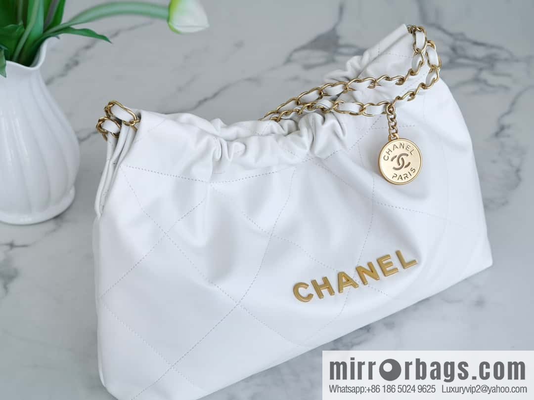 CHANEL 24C Horizontal 22 Handbag AS4486 White Gold Buckle
