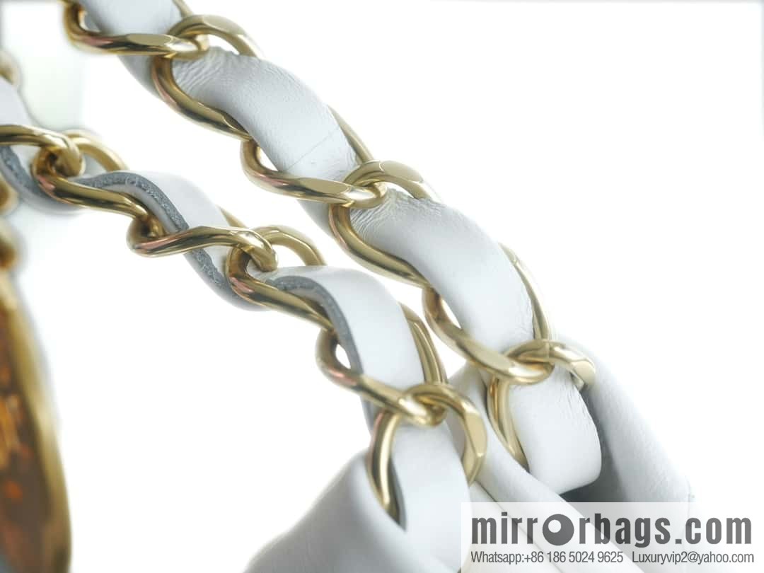 CHANEL 24C Horizontal 22 Handbag AS4486 White Gold Buckle