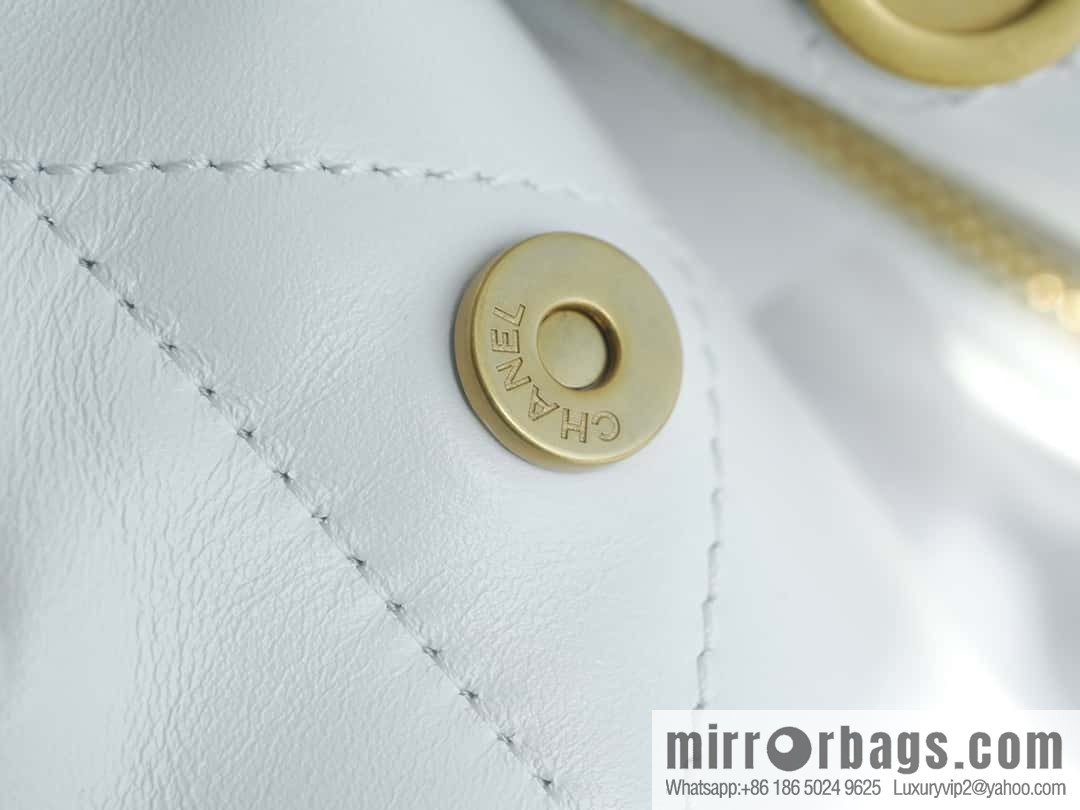 CHANEL 24C Horizontal 22 Handbag AS4486 White Gold Buckle