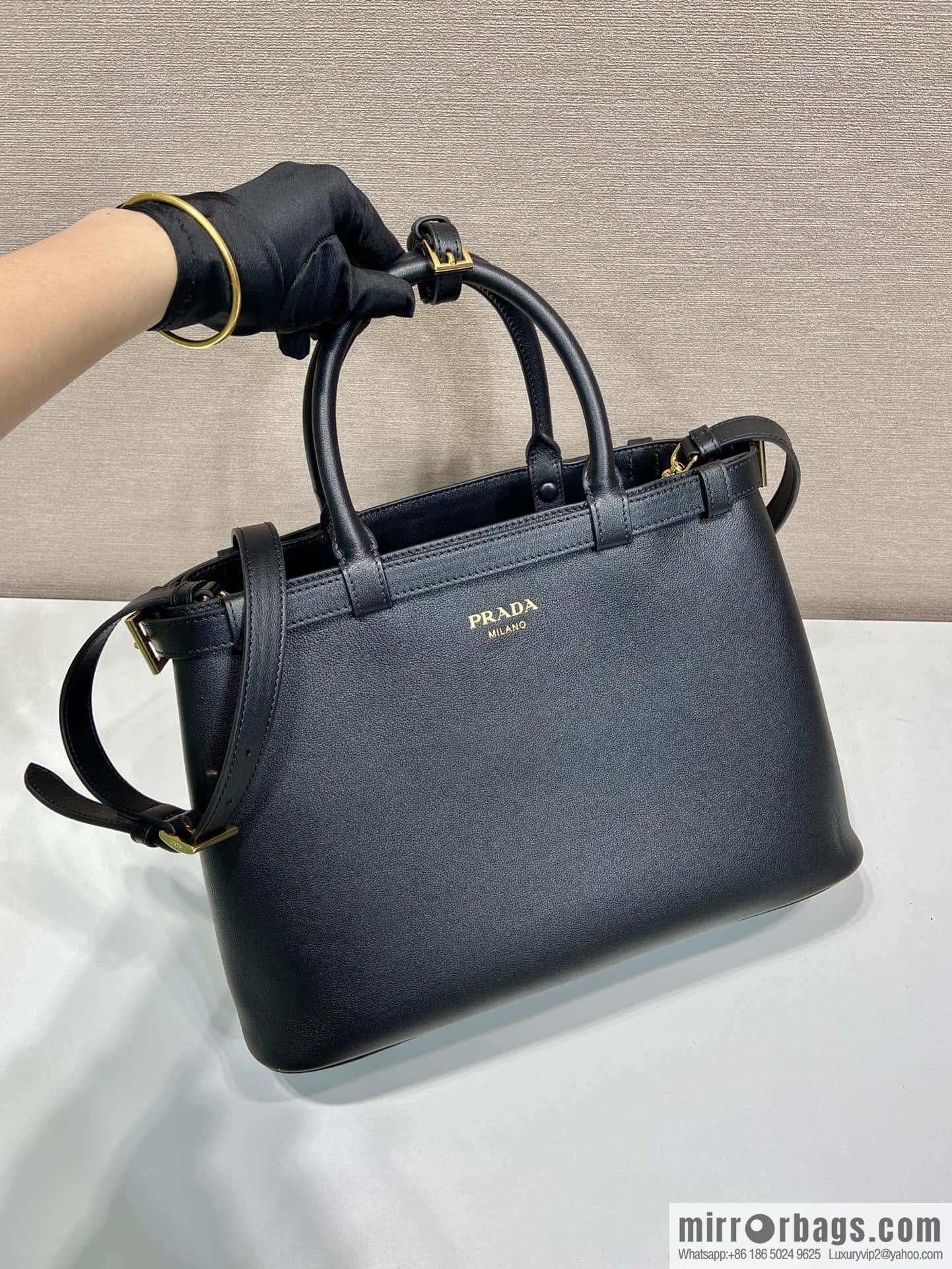 PRADA imported calfskin tote bag 1BA417 large
