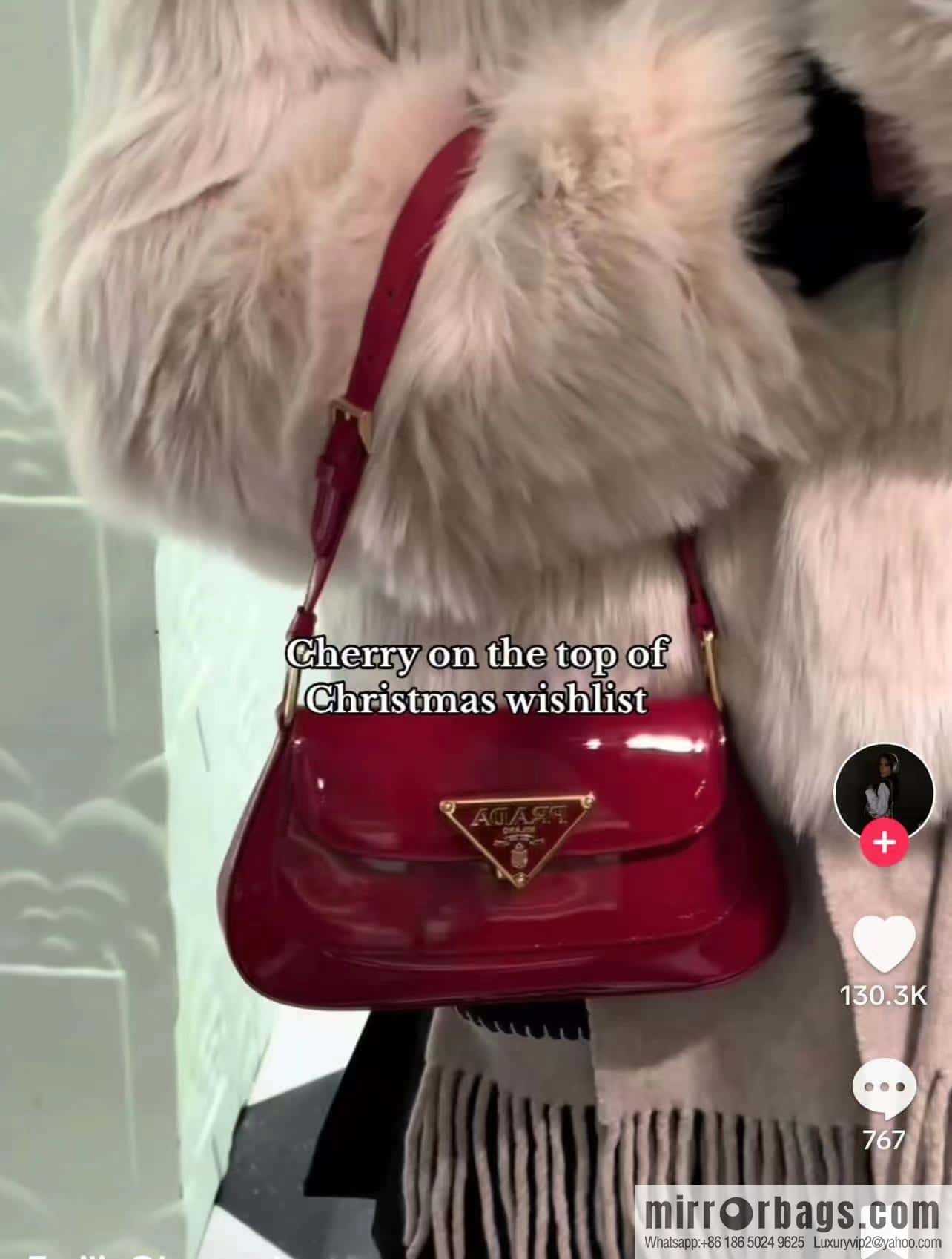 PRADA patent leather armpit bag 🎉 1BD345 big red