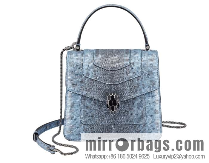 BVLGARI Bulgari Sprpenti Forever snakeskin tote bag 383292 blue 18CM