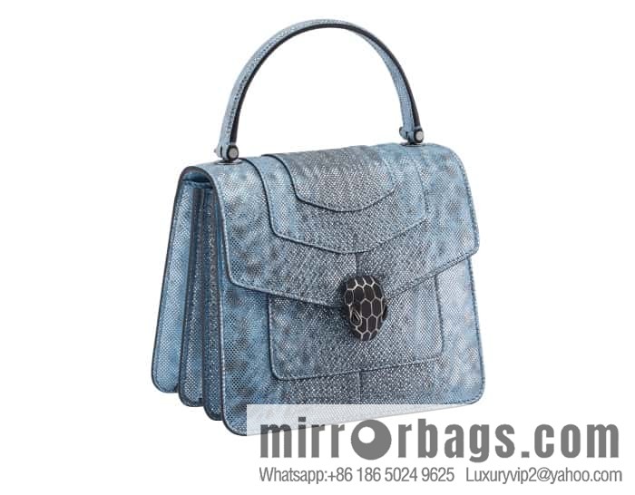 BVLGARI Bulgari Sprpenti Forever snakeskin tote bag 383292 blue 18CM