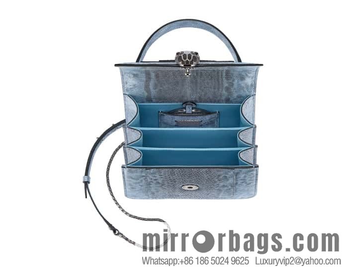 BVLGARI Bulgari Sprpenti Forever snakeskin tote bag 383292 blue 18CM