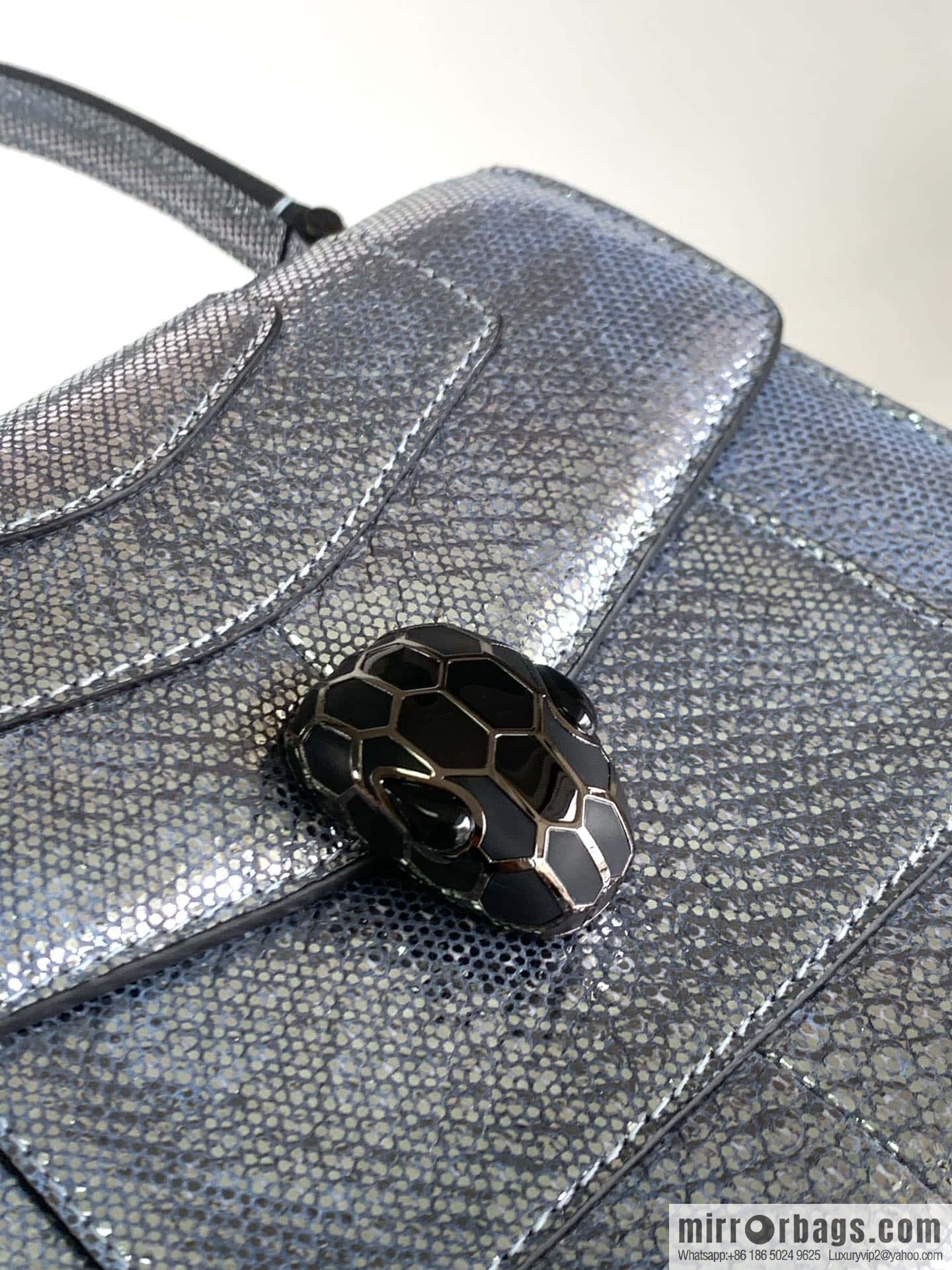 BVLGARI Bulgari Sprpenti Forever snakeskin tote bag 383292 blue 18CM