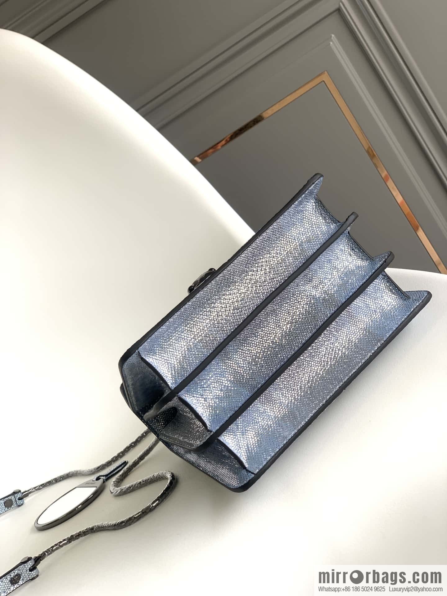 BVLGARI Bulgari Sprpenti Forever snakeskin tote bag 383292 blue 18CM
