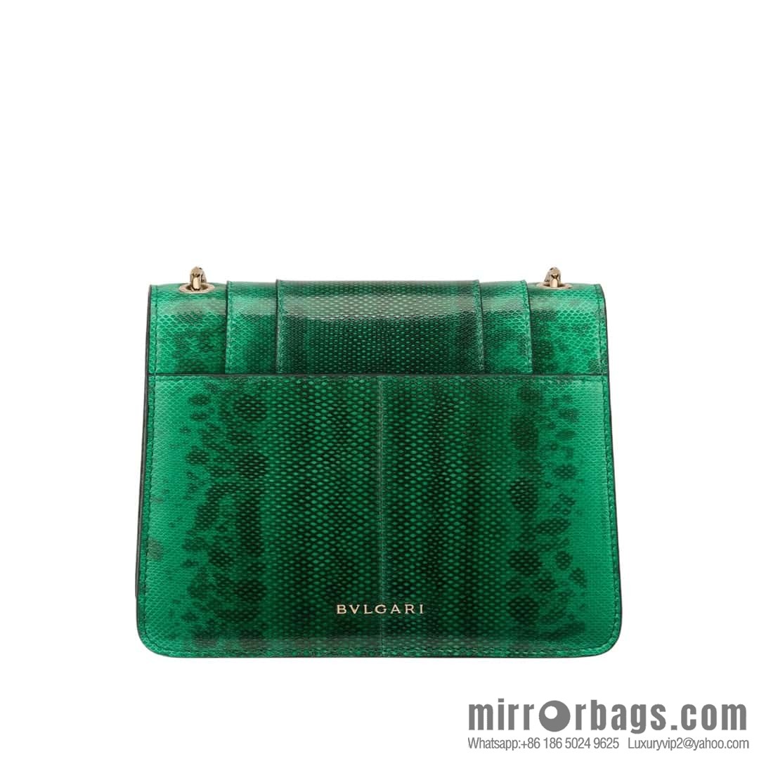 BVLGARI Bulgari Sprpenti Forever Green Grandmother Green Glossy Water Snakeskin chain bag 20CM 618792