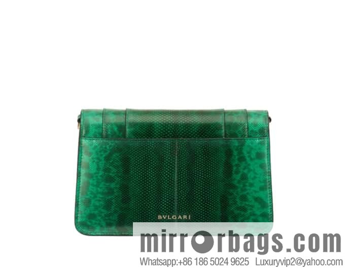 BVLGARI Bulgari bright green grandmother green glossy water snakeskin EAST-WEST series small shoulder bag 22CM 292103
