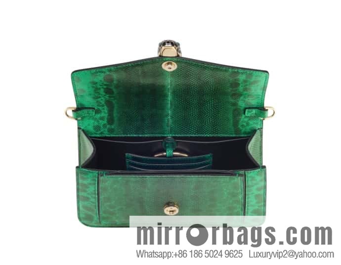 BVLGARI Bulgari bright green grandmother green glossy water snakeskin EAST-WEST series small shoulder bag 22CM 292103