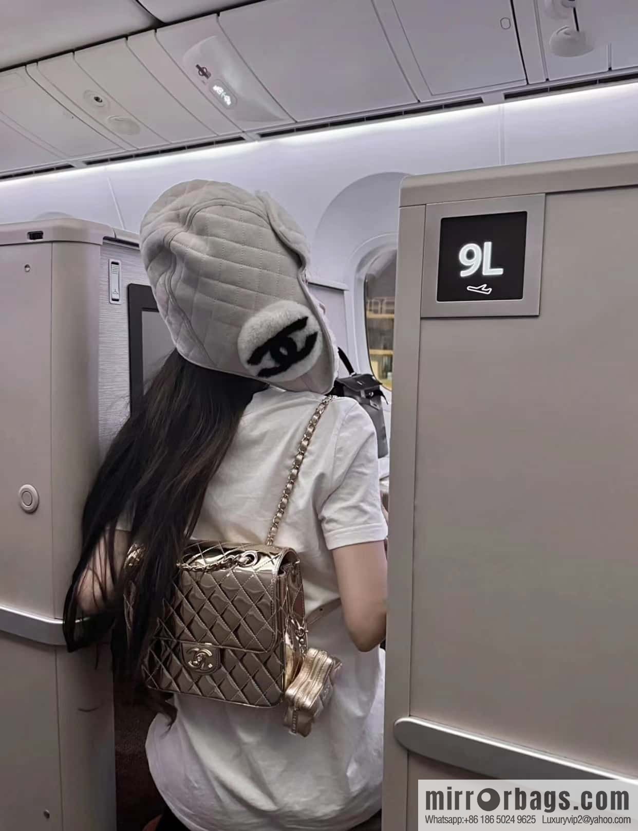 CHANEL 24C early spring vacation series catwalk model patent leather double backpack AS4649 gold