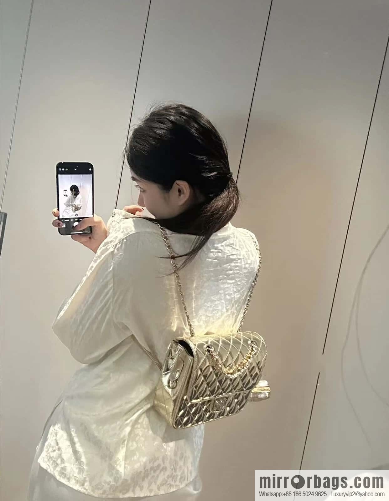 CHANEL 24C early spring vacation series catwalk model patent leather double backpack AS4649 gold