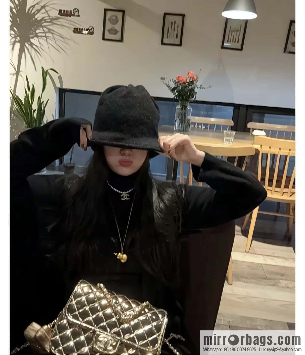CHANEL 24C early spring vacation series catwalk model patent leather double backpack AS4649 gold