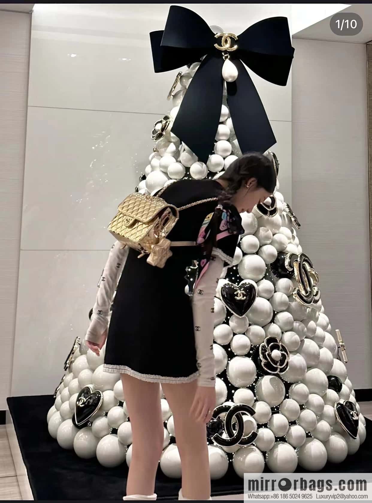CHANEL 24C early spring vacation series catwalk model patent leather double backpack AS4649 gold