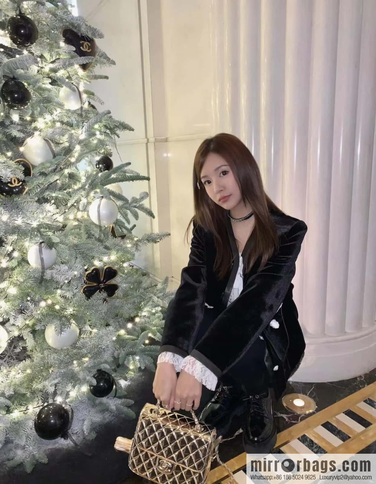 CHANEL 24C early spring vacation series catwalk model patent leather double backpack AS4649 gold