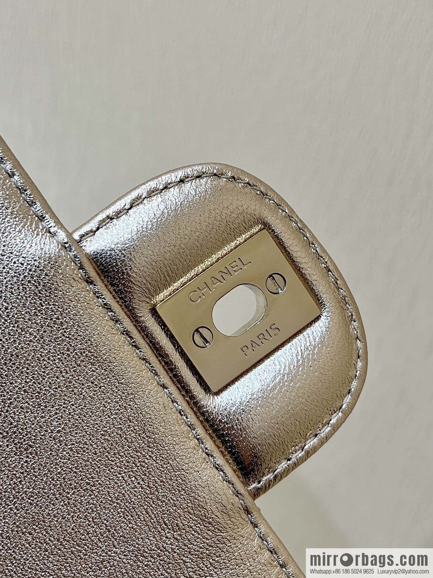 CHANEL 24C early spring vacation series catwalk model patent leather double backpack AS4649 gold