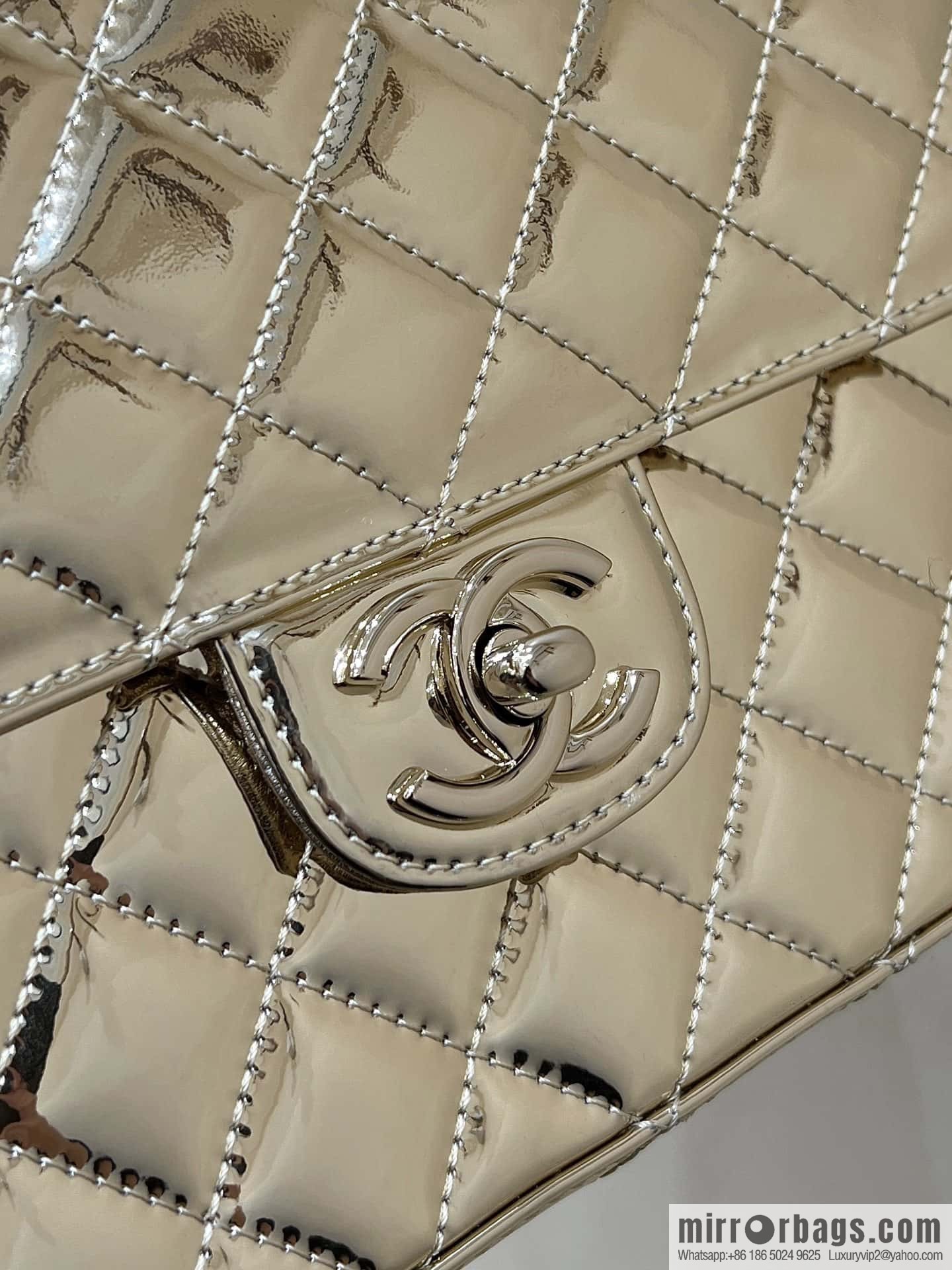 CHANEL 24C early spring vacation series catwalk model patent leather double backpack AS4649 gold