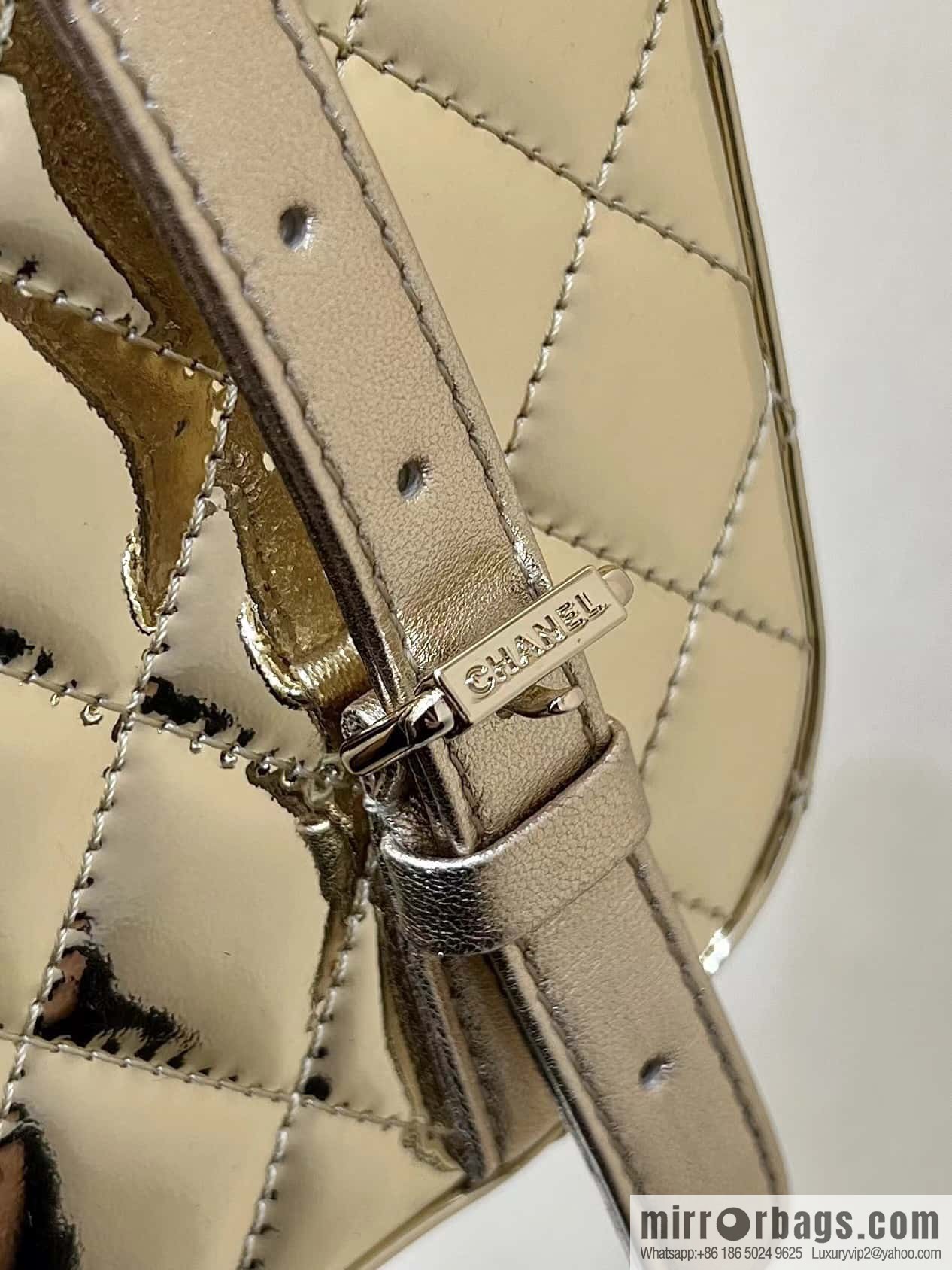 CHANEL 24C early spring vacation series catwalk model patent leather double backpack AS4649 gold