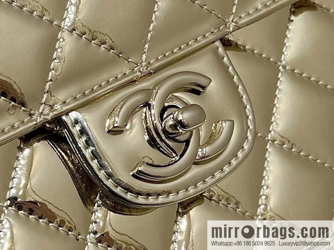 CHANEL 24C early spring vacation series catwalk model patent leather double backpack AS4649 gold