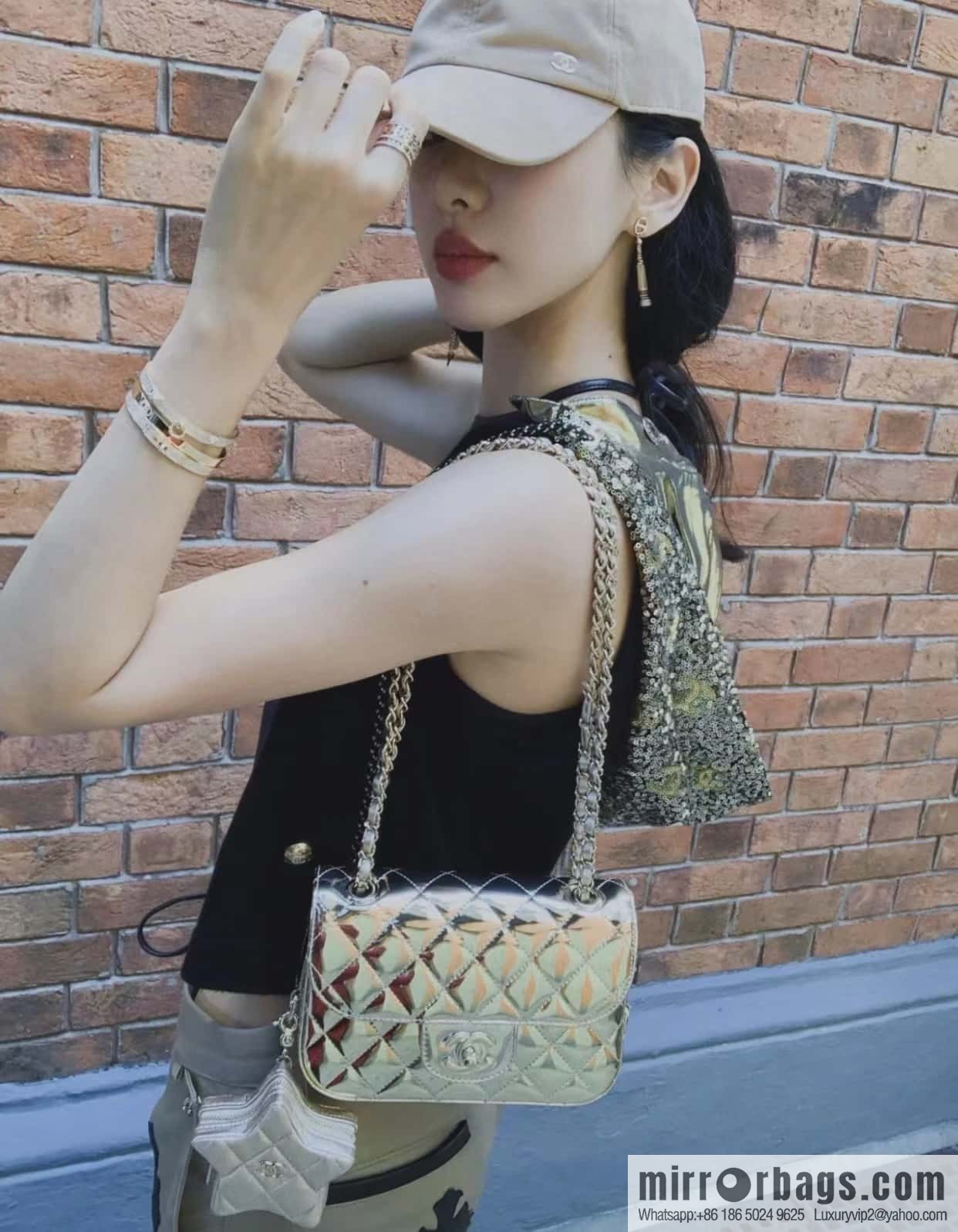 CHANEL 24C early spring vacation series CF patent leather cover bag AS4646 gold