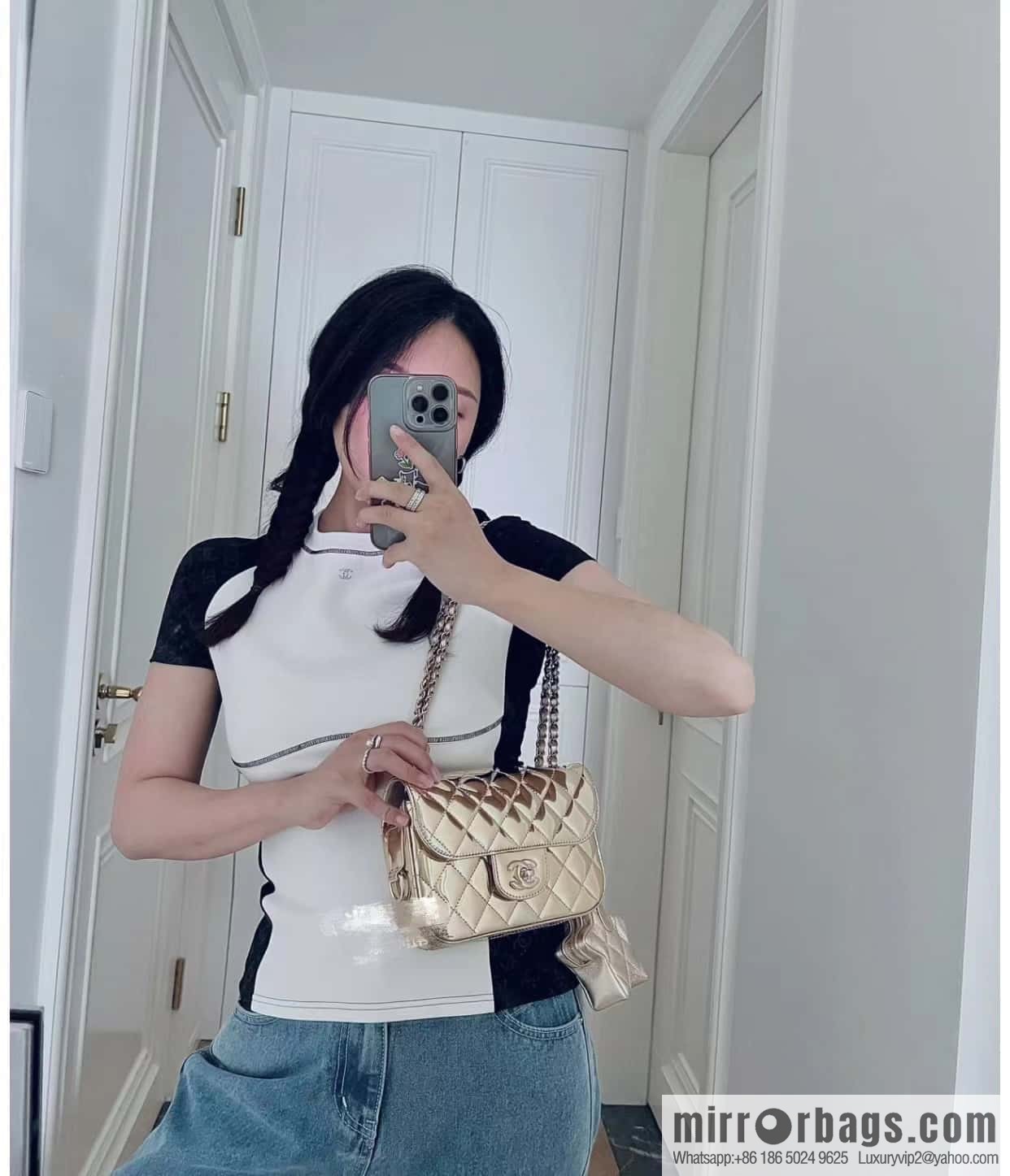 CHANEL 24C early spring vacation series CF patent leather cover bag AS4646 gold