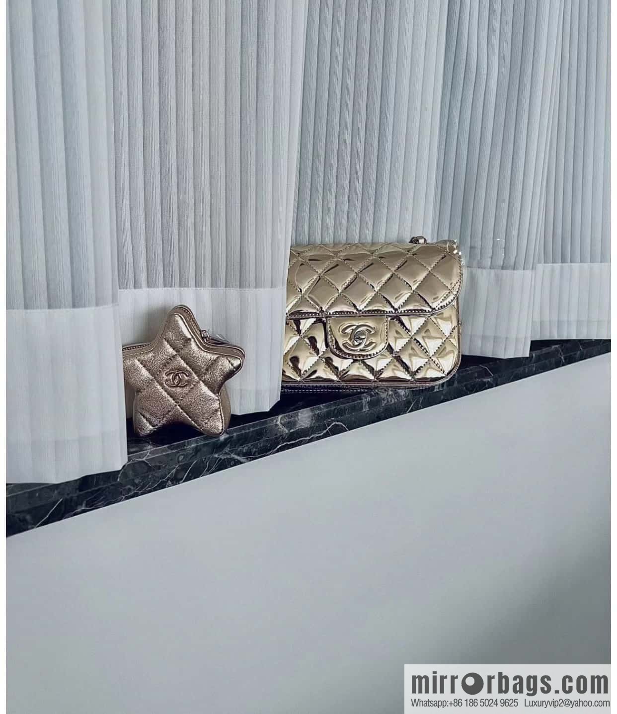 CHANEL 24C early spring vacation series CF patent leather cover bag AS4646 gold