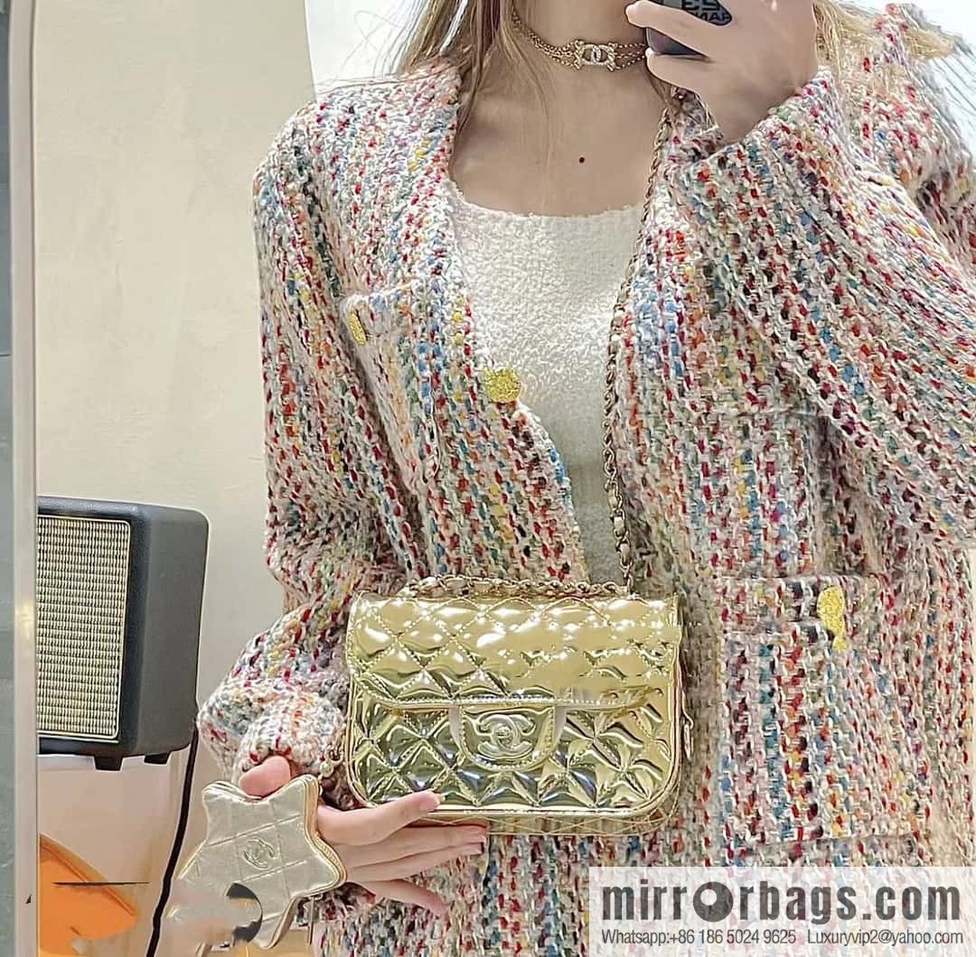 CHANEL 24C early spring vacation series CF patent leather cover bag AS4646 gold