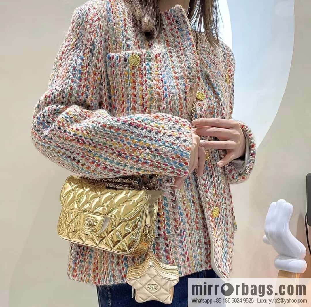 CHANEL 24C early spring vacation series CF patent leather cover bag AS4646 gold