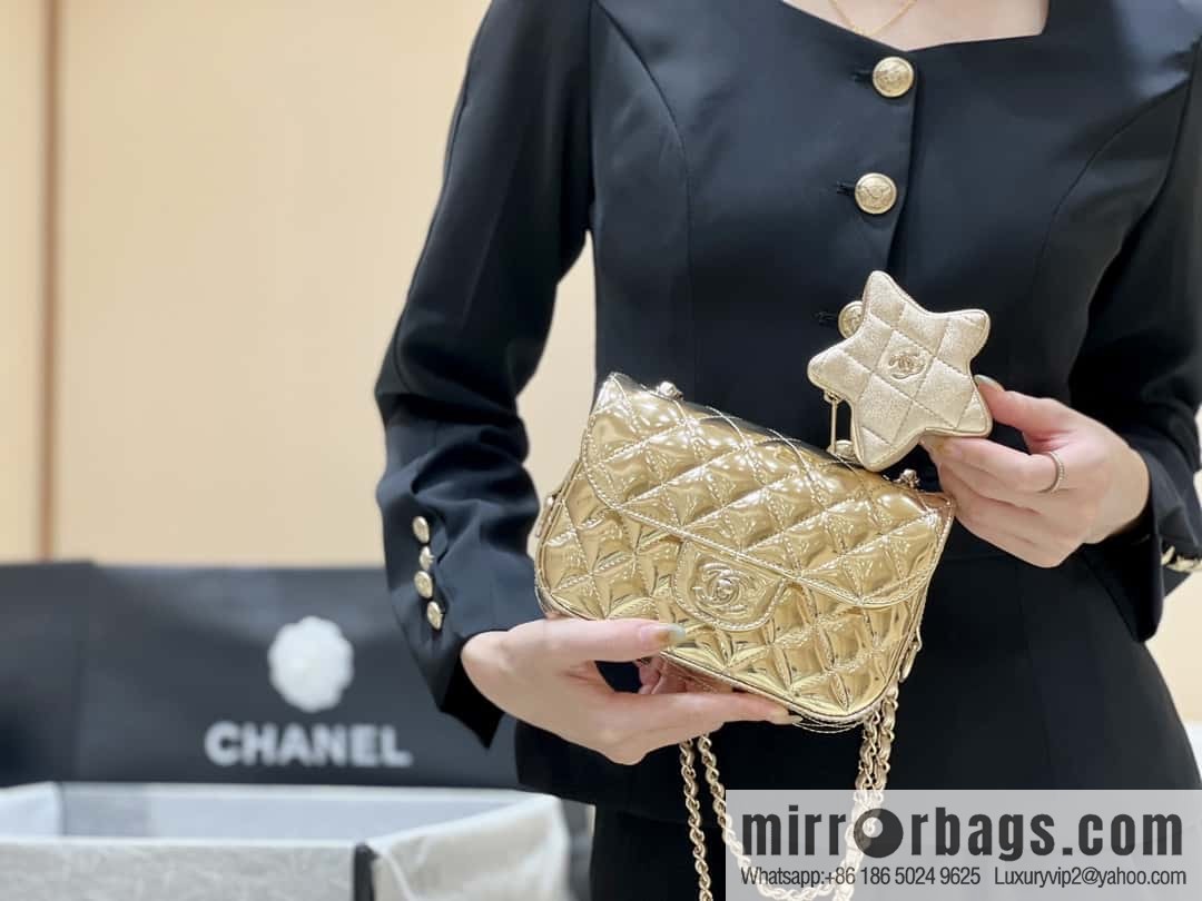 CHANEL 24C early spring vacation series CF patent leather cover bag AS4646 gold