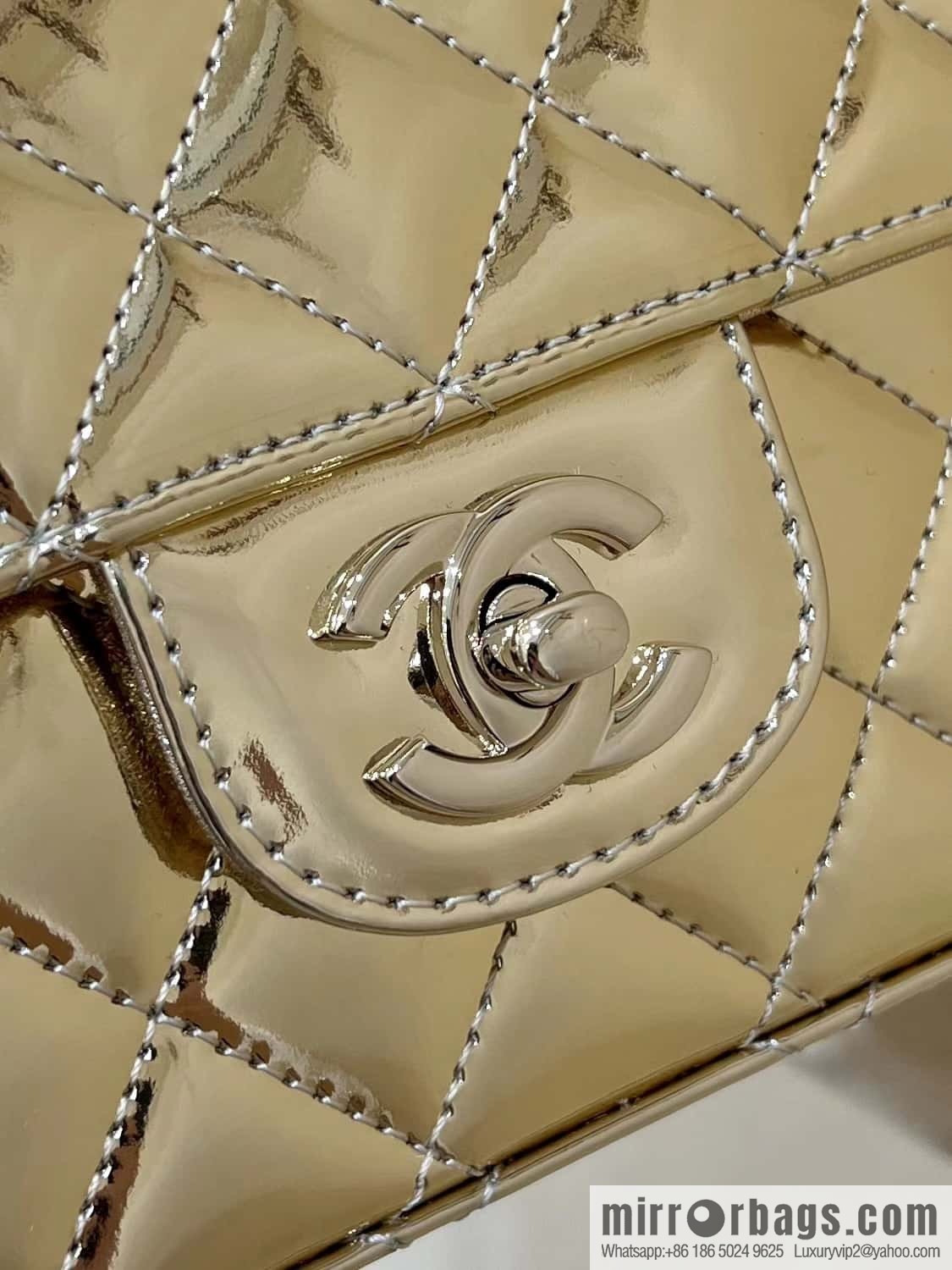 CHANEL 24C early spring vacation series CF patent leather cover bag AS4646 gold
