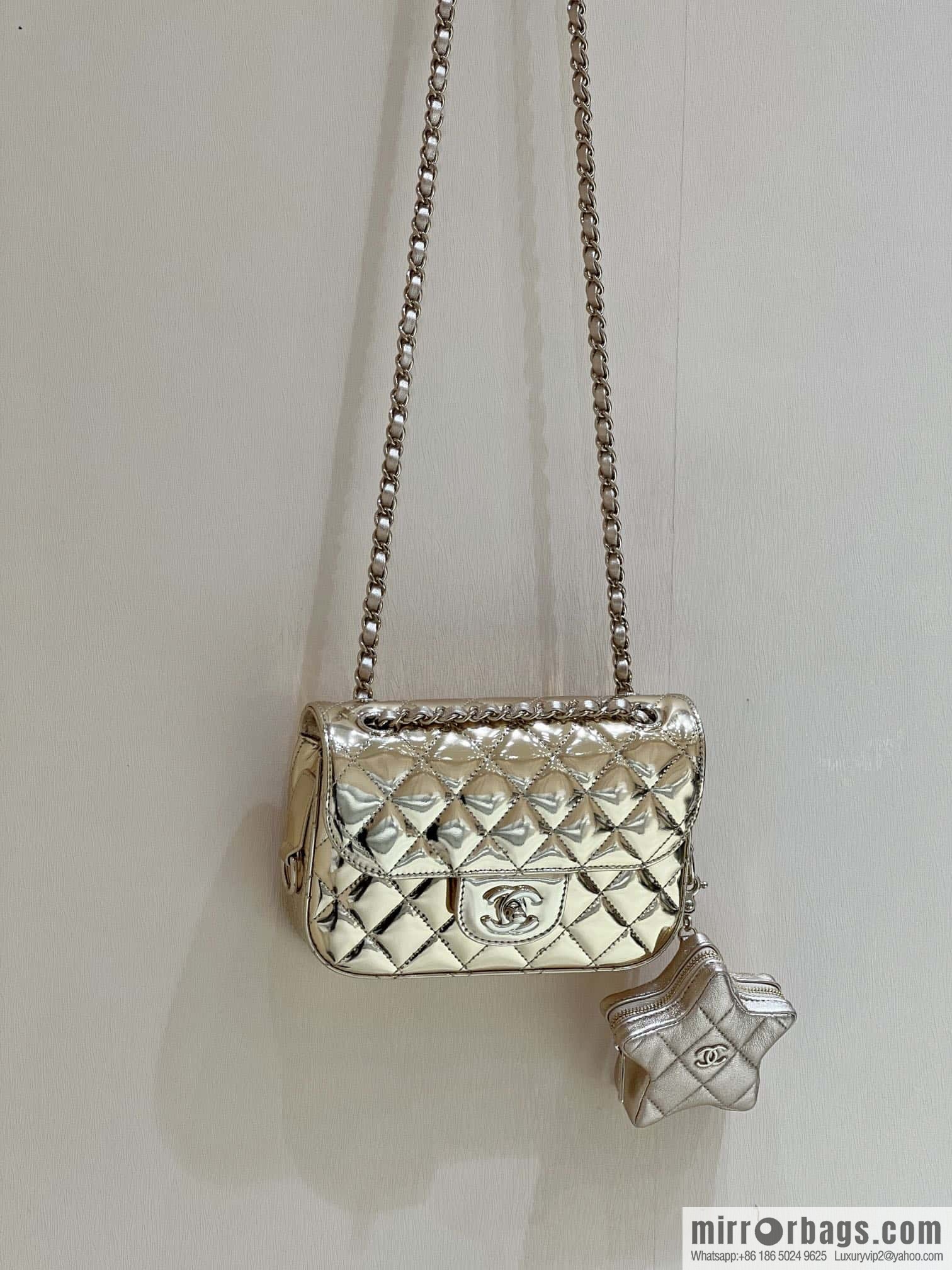 CHANEL 24C early spring vacation series CF patent leather cover bag AS4646 gold