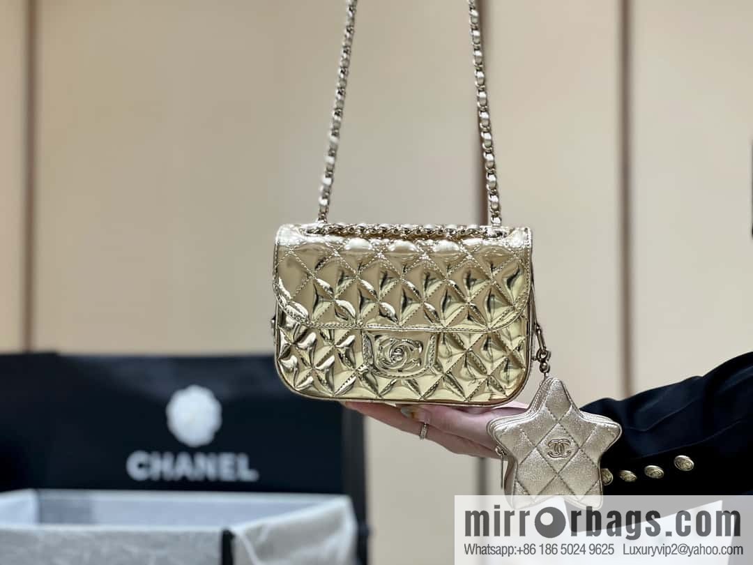 CHANEL 24C early spring vacation series CF patent leather cover bag AS4646 gold