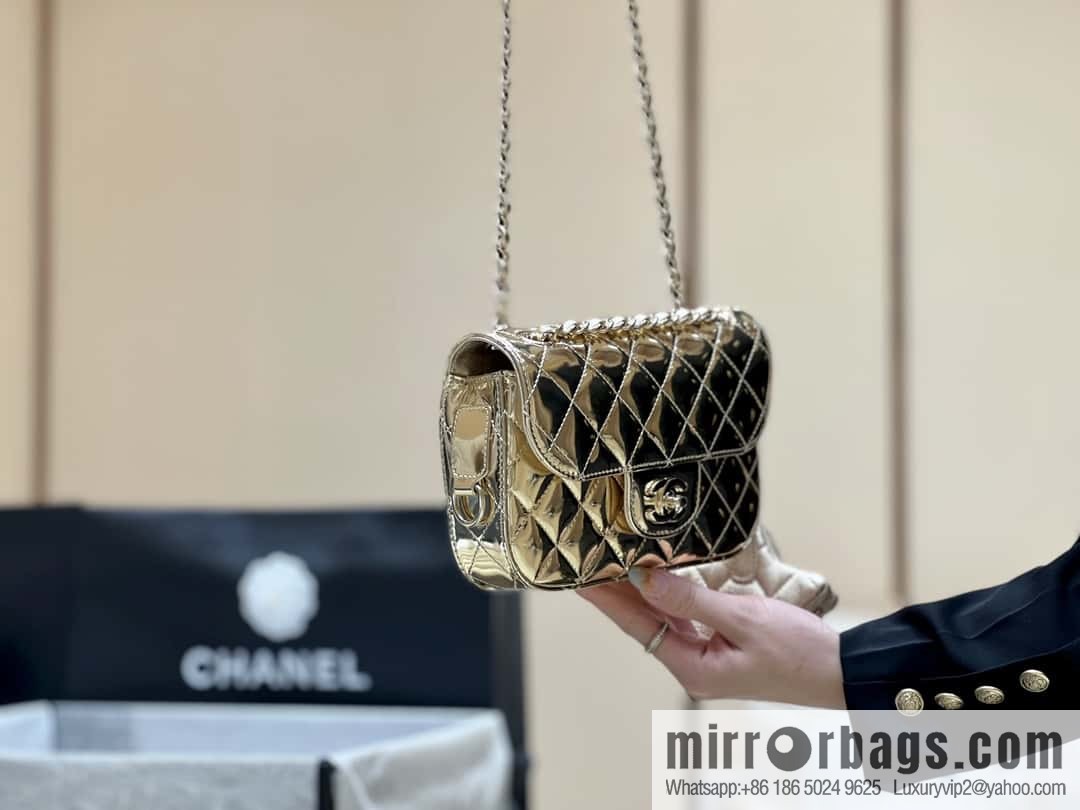 CHANEL 24C early spring vacation series CF patent leather cover bag AS4646 gold
