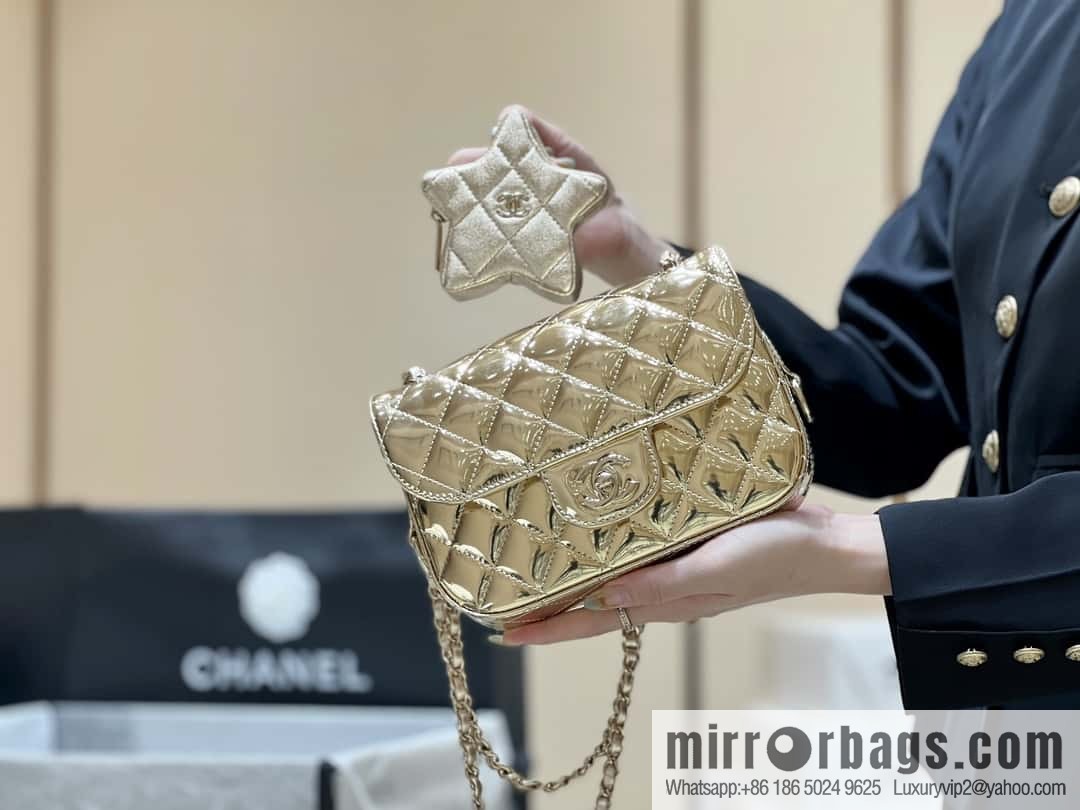 CHANEL 24C early spring vacation series CF patent leather cover bag AS4646 gold