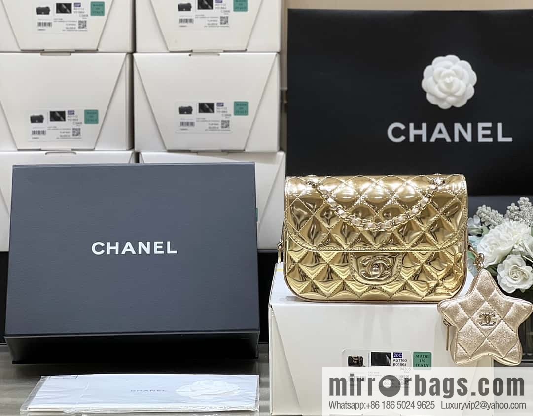 CHANEL 24C early spring vacation series CF patent leather cover bag AS4646 gold