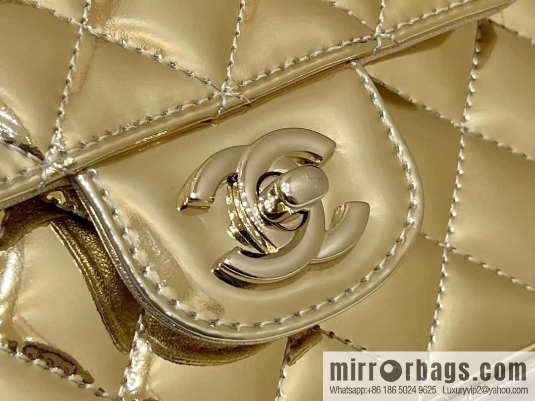 CHANEL 24C early spring vacation series CF patent leather cover bag AS4646 gold